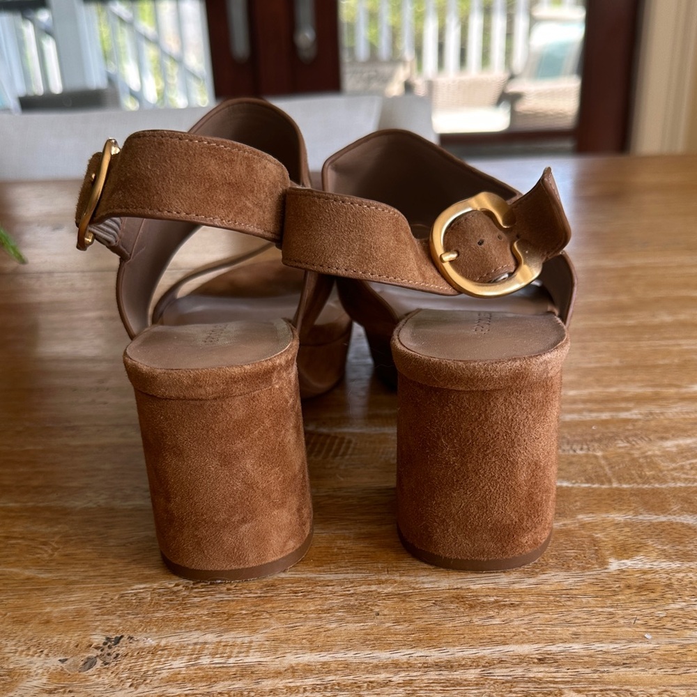 AEROSOLES Brown Suede Women's Sandals - Picture 3 of 5